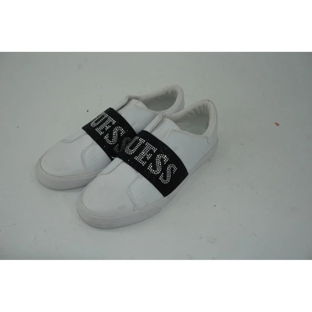 GUESS Bright-R Shoes White Slip On Rhinestone Strap Sneakers Women's‎ Size 9.5